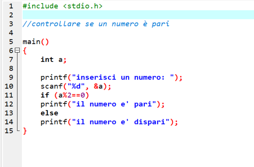 numero pari in linguaggio c