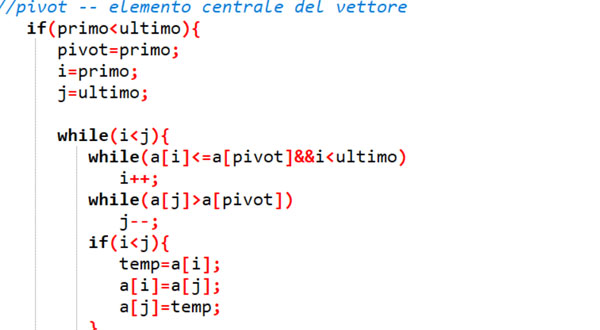 quicksort in linguaggio C