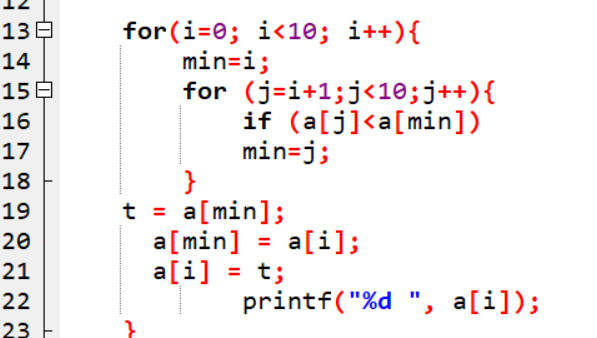 Selection sort in C