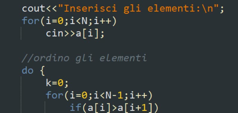 Bubble sort in C++