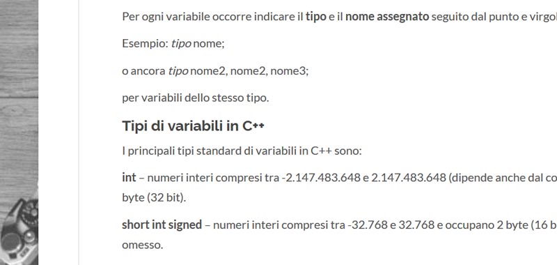 variabili in c++