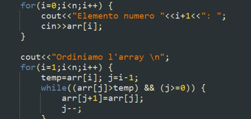 Insertion sort in C++