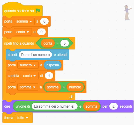 somma numeri scratch