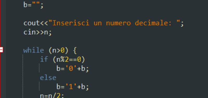 Convertitore decimale binario in C++