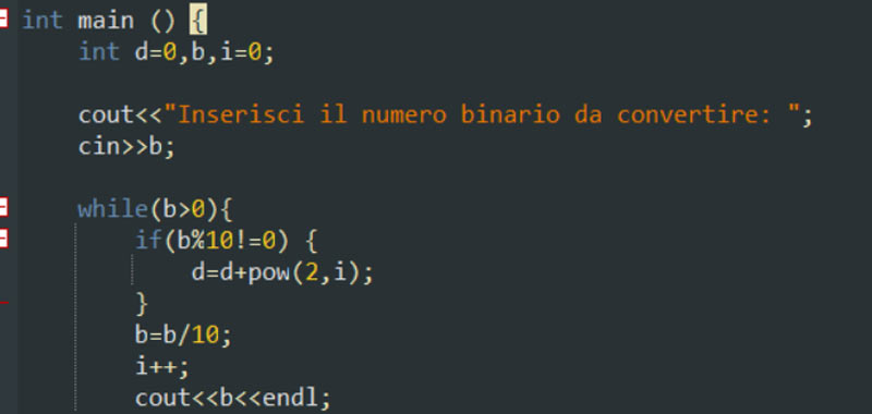 Convertire da binario a decimale in C++