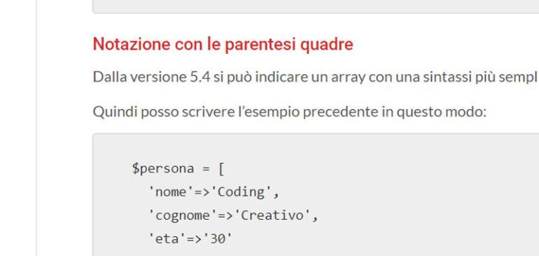 Array in PHP | creare array in PHP | funzione array