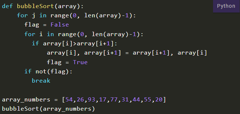 Bubble Sort Python, algoritmo di ordinamento in Python