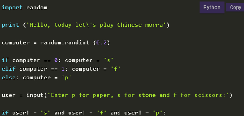 Chinese morra in Python