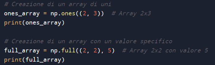 Generare array con valori predefiniti